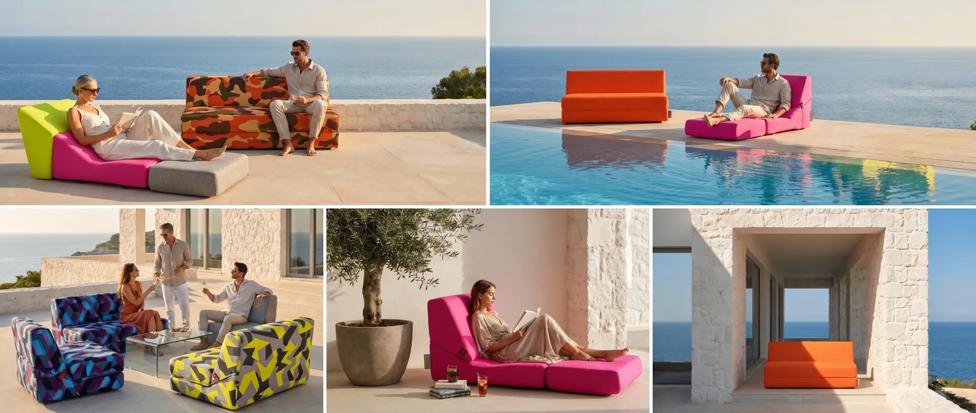Moonstuff Outdoor-Lounger Lifestyle-Szenen Ibiza.